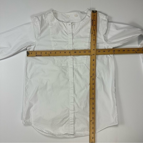 COS Sz 34 Shirt White Collarless Tuxedo Tunic - Picture 5 of 11